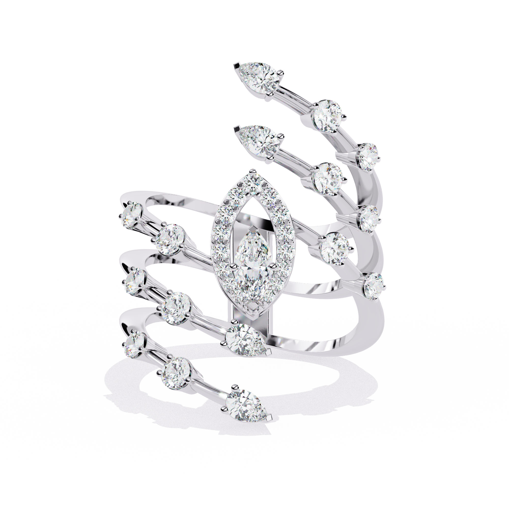 Solitairekart - 1.18 ct Lab Grown Diamond Cascade Ring in 14k Yellow Gold